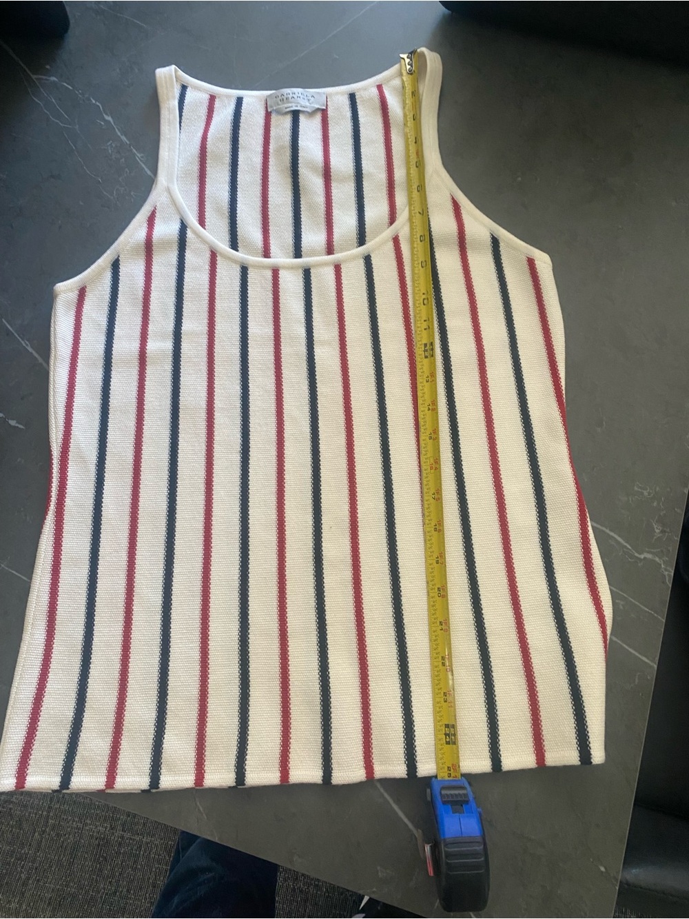 Gabriela Hearst Ivory Tank Top with Black & Red Stripes - Picture 10 of 12